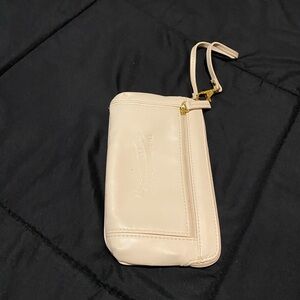 Isaac Mizrahi Cream Leather Wristlet Clutch